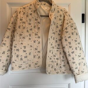 Quilted Floral Print Jacket in Cream
